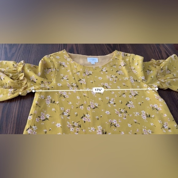 Women's Everly Yellow Short Sleeve Floral Blouse Top Size Small boho Cottagecore - Picture 11 of 15